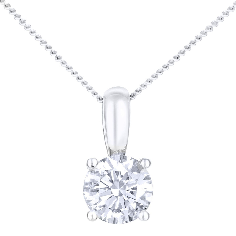 Jewelco London Platinum Round 1/2Ct Diamond Solitaire Pendant Necklace 18 Inch 46Cm - Pp0axl1896ptjpk