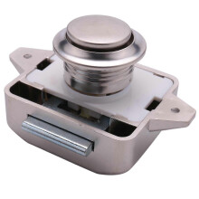 Keyless Push Button Cabinet Latch Knob for Caravan Cupboard, Nickel, 26mm Opening Hole, 5Pcs