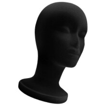 Cabeza de maniquí de espuma para exposición y almacenamiento de sombreros y pelucas, espuma PE negra, 30x16x16cm, para salón y uso doméstico