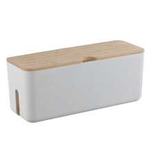 Boîte de gestion de câbles en plastique et bois, avec trous de dissipation thermique pour bureau et maison