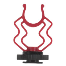 Desktop richtmicrofoonstandaardclip, 17-20 mm klem, compatibel met BOYA MM1, draagbaar, rood plastic voor opnames met DSLR-camera