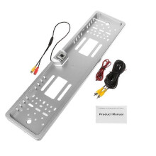 Câmera de Ré para Moldura de Placa de Matrícula Europeia, Visão Noturna HD 140 Graus IP68 Impermeável com 4 Luzes LED