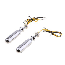 Universal Motorcycle LED Amber Turn Signal Indicator Blinker, Chrome Black, 10 LEDs Super Bright, Waterproof, 12V DC, 8mm Bolt, Pack of 2