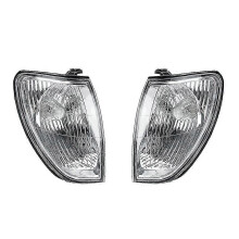 Pair of Front Corner Lights Compatible with Toyota Land Cruiser 100 1998-2005, Black and White Plastic Housing