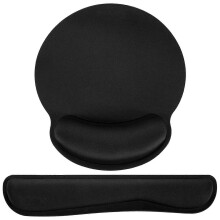 Alfombrilla de ratón ergonómica con cojín de gel y reposamuñecas para teclado, negra, 44 x 22,5 cm