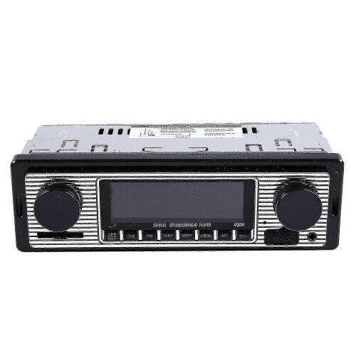 Autoradio vintage Bluetooth con lettore MP3, lettore USB/SD e telecomando.