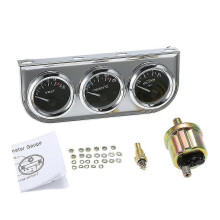 Öldruck-, Wassertemperatur- und Voltmeter-Set in Chrom, 52 mm, kompatibel mit 12-V-Autos und -Motorrädern, Celsius-Skala, LED-Hintergrundbeleuchtung
