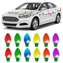 Christmas Car Refrigerator Ornaments Set 72 Pieces Reflective Magnetic Light Bulbs Wires