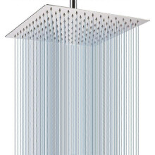 Deckenbrausekopf 30 cm quadratisch, Edelstahl, verchromt, Wandmontage, Regendusche