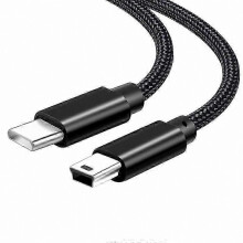 Câble OTG USB-C vers Mini-B 5 broches pour appareil photo, manette, lecteur MP3 et synchronisation de données GPS