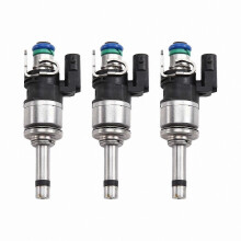 Wtryskiwacze paliwa kompatybilne z silnikiem Ford Focus IV 1.0L H6BG9F593AA H6BG9F593AB, 3 sztuki, czarno-srebrne