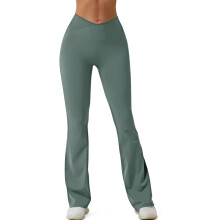 REORIA Leggings Deportivos de Mujer con Pierna Ancha para Yoga Verde M — pantalones flare, ropa yoga