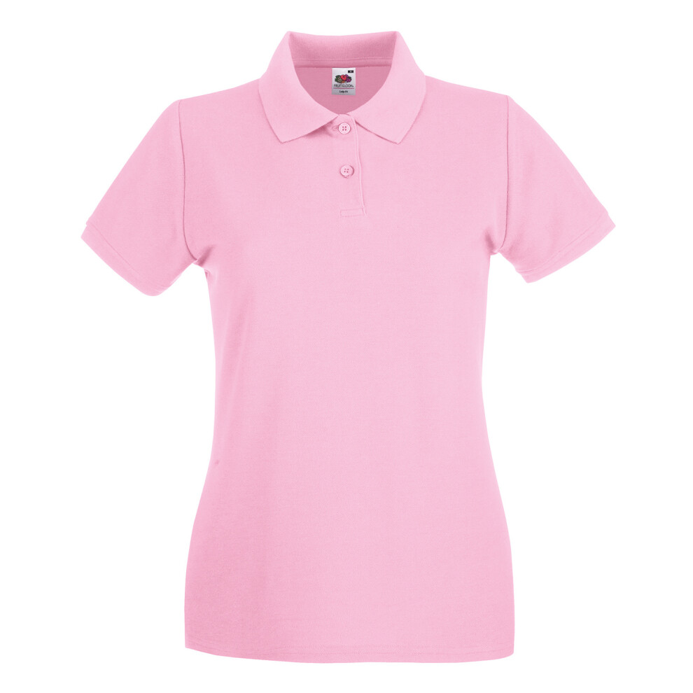 Fruit Of The Loom (14 Uk, Light Pink) Womens/Ladies Premium Cotton Pique Lady Fit Polo Shirt