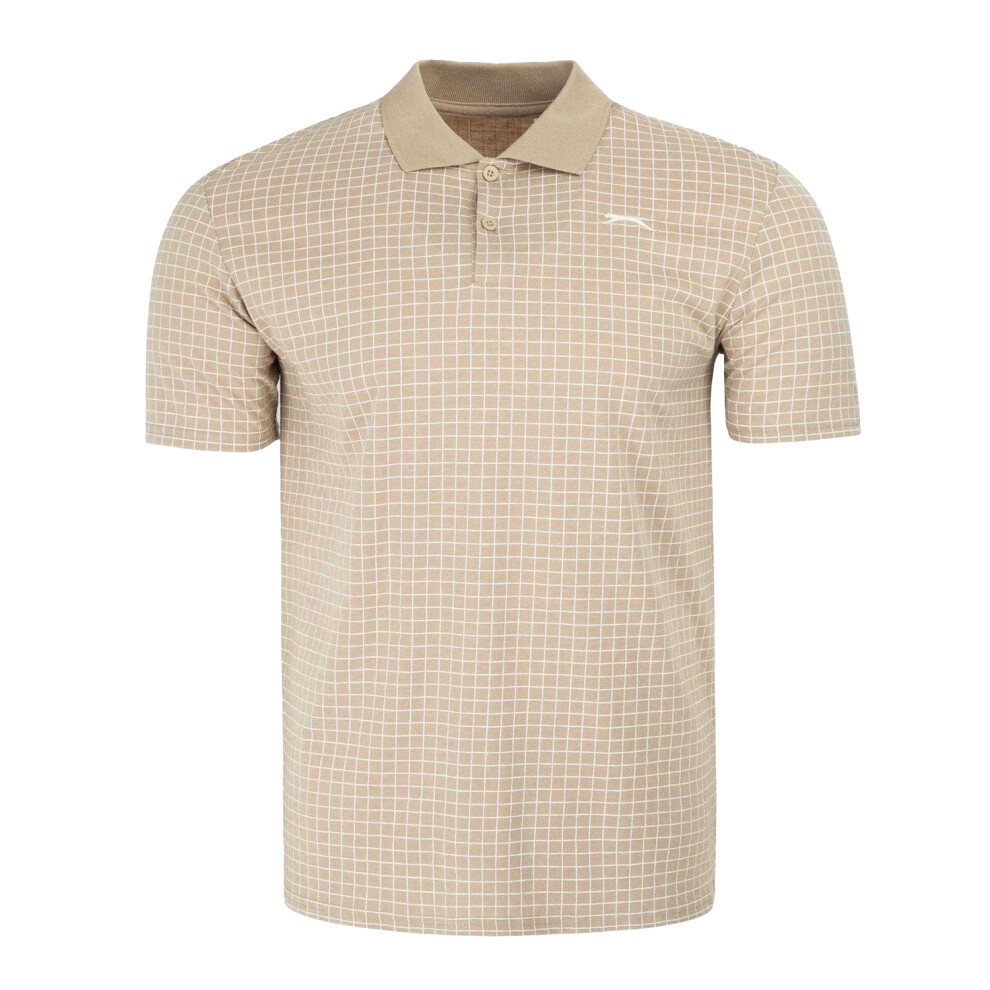 Slazenger (L, Taupe) Mens Chequered Golf Polo Shirt