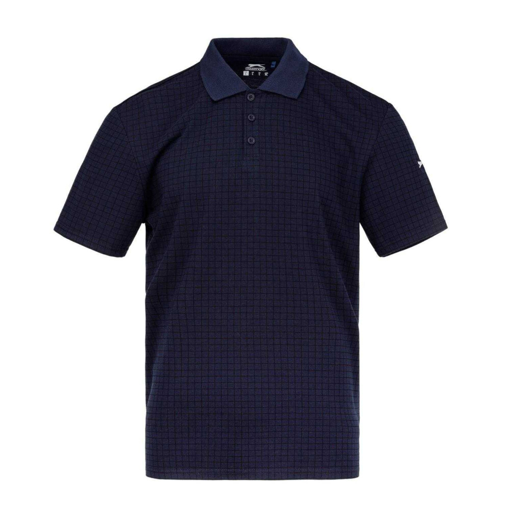 Slazenger (M, Navy) Mens Chequered Golf Polo Shirt