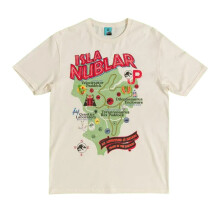 (M, Beige) Jurassic Park Unisex Adult Isla Nublar Map T-Shirt