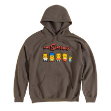 (L, Charcoal) The Simpsons Unisex Adult Pixel Hoodie