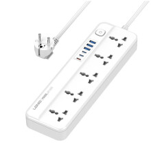LDNIO Power Strip 6 USB Fast Charger and Type C 2M Thickened Power Cord High Capacity Surge Protected Multi Tap Socket EU Plug