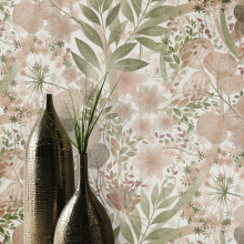 Pink & Green Floral Wallpaper Vinyl 10506-05