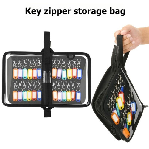 Zippered Key Case Organizer Waterproof Key Binder with 24 Hooks and Tags Portable Key Storage Book 1