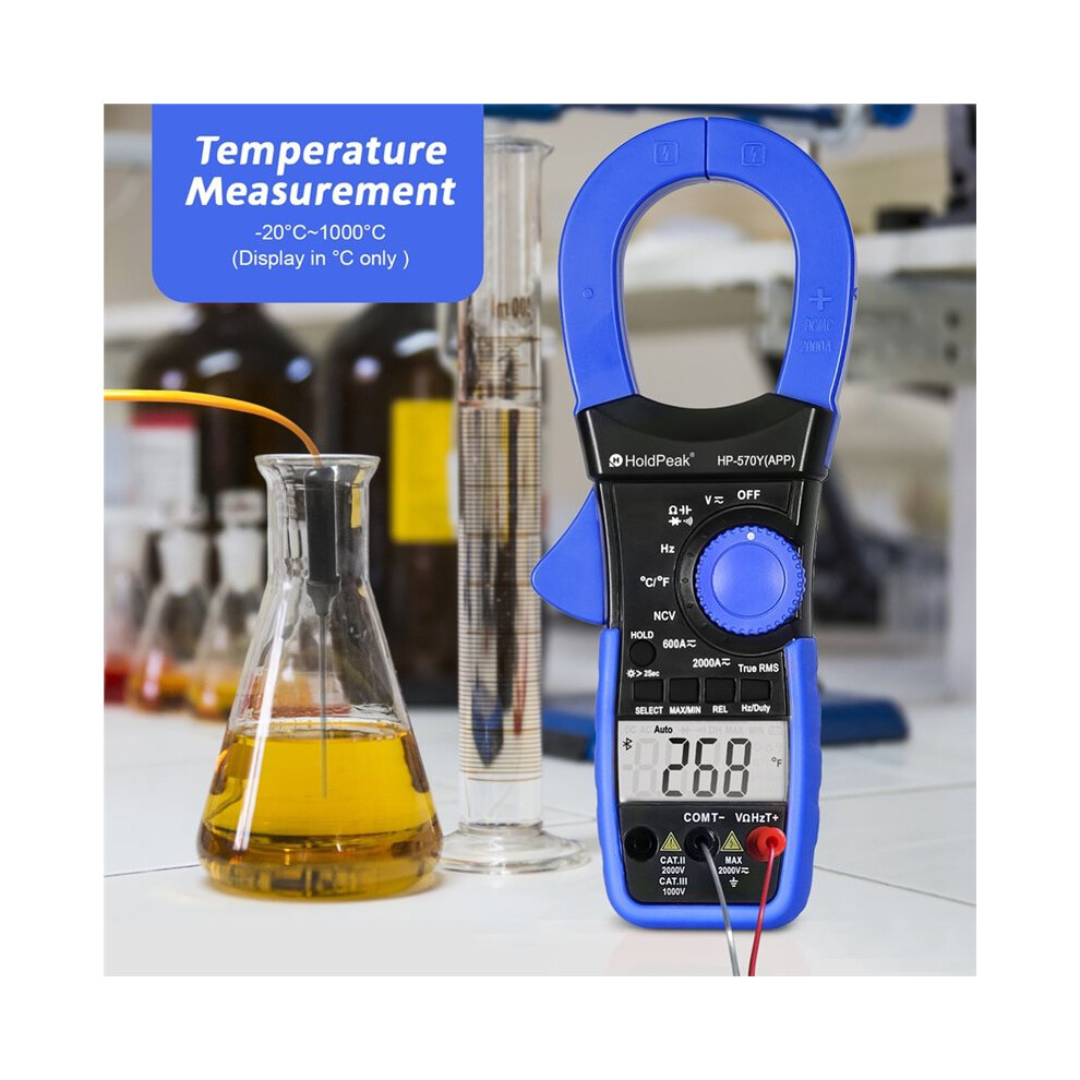 Holdpeak Clamp Digital Multimeter, Ac/ Voltage Current Tester 2000A/2000V True Rms -570Y-App 6034100078328