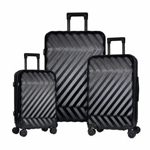 Gr8 Home 3 Piece Black Hard Shell Luggage Set TSA Lock