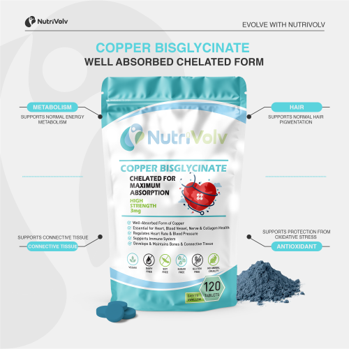 NutriVolv Copper Bisglycinate 3mg Tablets 120 Pack 1