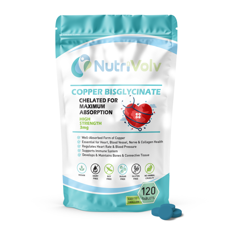 Nutrivolv Copper Bisglycinate 3Mg Tablets 120 Pack