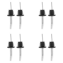 8Pcs Stainless Steel Liquor Spirit Pourer with Rubber Stopper