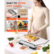 Vacuum Sealer Machine Food with 6-in-1 Dry/Moist Modes, Compact Design, Built-in Cutter + 10 Bags US Plug