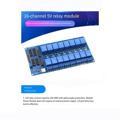 16 Channel Relay Shield Module  5V/12V with Optocoupler LM2596 Microcontrollers Interface Power Relay DC5V