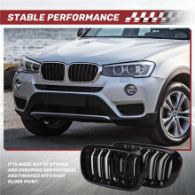 Front Kidney Grille Double Slat Sport Grill For- X5 F15 X6 F16 X5M F85 X6M F86 2013-2019 (Gloss Black)