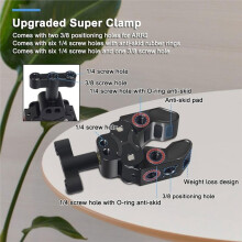 Super Clamp, Support de Fixation pour Caméra avec Goupille de Positionnement pour Norme , Filetage 1/4"-20 et 3/8"-16 pour Moniteur
