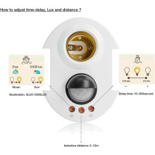 E27 Infrared LED Light Holder PIR Motion Sensor Adjustable Delay Base Holder