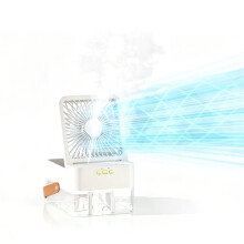 Tisch-Luftbefeuchter-Ventilator mit 2 Öffnungen, USB-Anschluss, -Klimaanlage, Nebelfunktion und 2,5-Liter-Wassertank