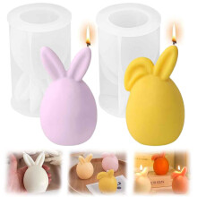 Moule Bougie Silicone Lapin de Pâques 3D Lot de 2 - Moule Artisanal Souple pour Fabrication de Bougies Savons et