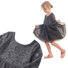 Ugitopi Girls' Dress Tulle with Lace Festive Grey 90 cm — girls tulle dress, ugitopi occasion dress, lace dress, gray tutu dress, girls dress 90 cm