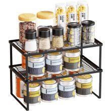 Kitchen Organizer Metal Shelf Folding Rack Black 2 Pieces — lanejoy kitchen organizer, folding wire shelf, metal kitchen shelving