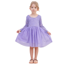 Ugitopi Girls' Dress Tulle with Lace for Special Occasions Purple 100cm — tulle dress girl, purple lace dress, formal dress for girls