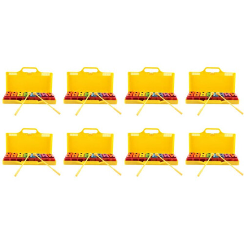 8X 8 Notes Chromatic Xylophone Glockenspiel Resonator Bells with Yellow Case 1