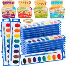 Pinturas de Acuarela Lavables para Niños Set de 24 Colores con Pincel Regalo — material escolar arte