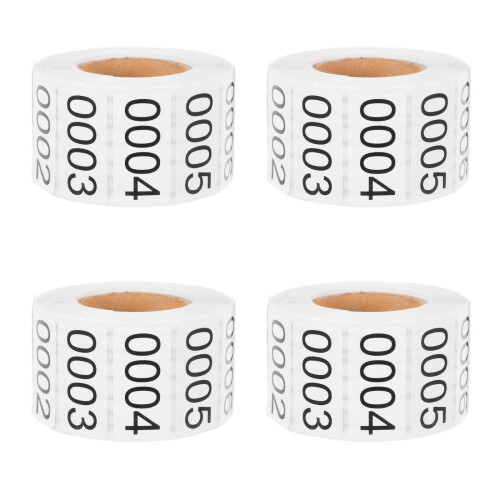 4Rouleaux Stickers Numérotés Rectangulaires Autoadhésifs Pour