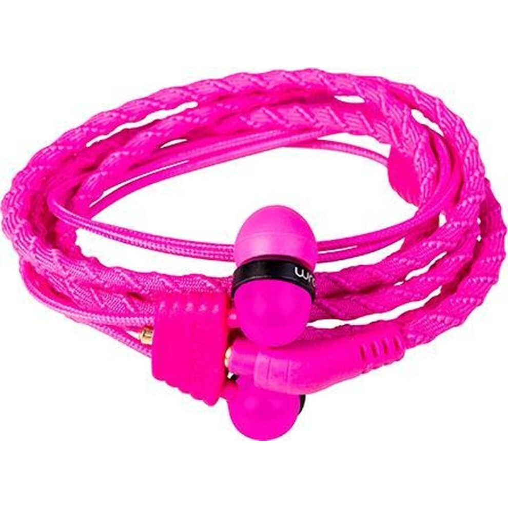 Wraps Wearable Braided Wristband Headphone Earbuds, Classic - Pink 5060382792448