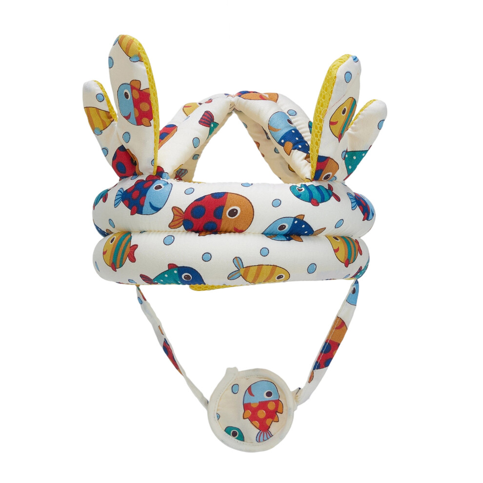 (One Size, White) Baby Head Protector for Crawling Walking, Cute Cartoon Soft Adjustable Safety Headguard for Infant Baby Toddler
