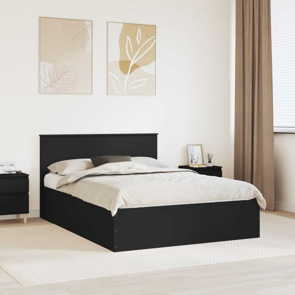 Vidaxl Bed Frame With Headboard Black 150 X 200 Cm Engineered Wood