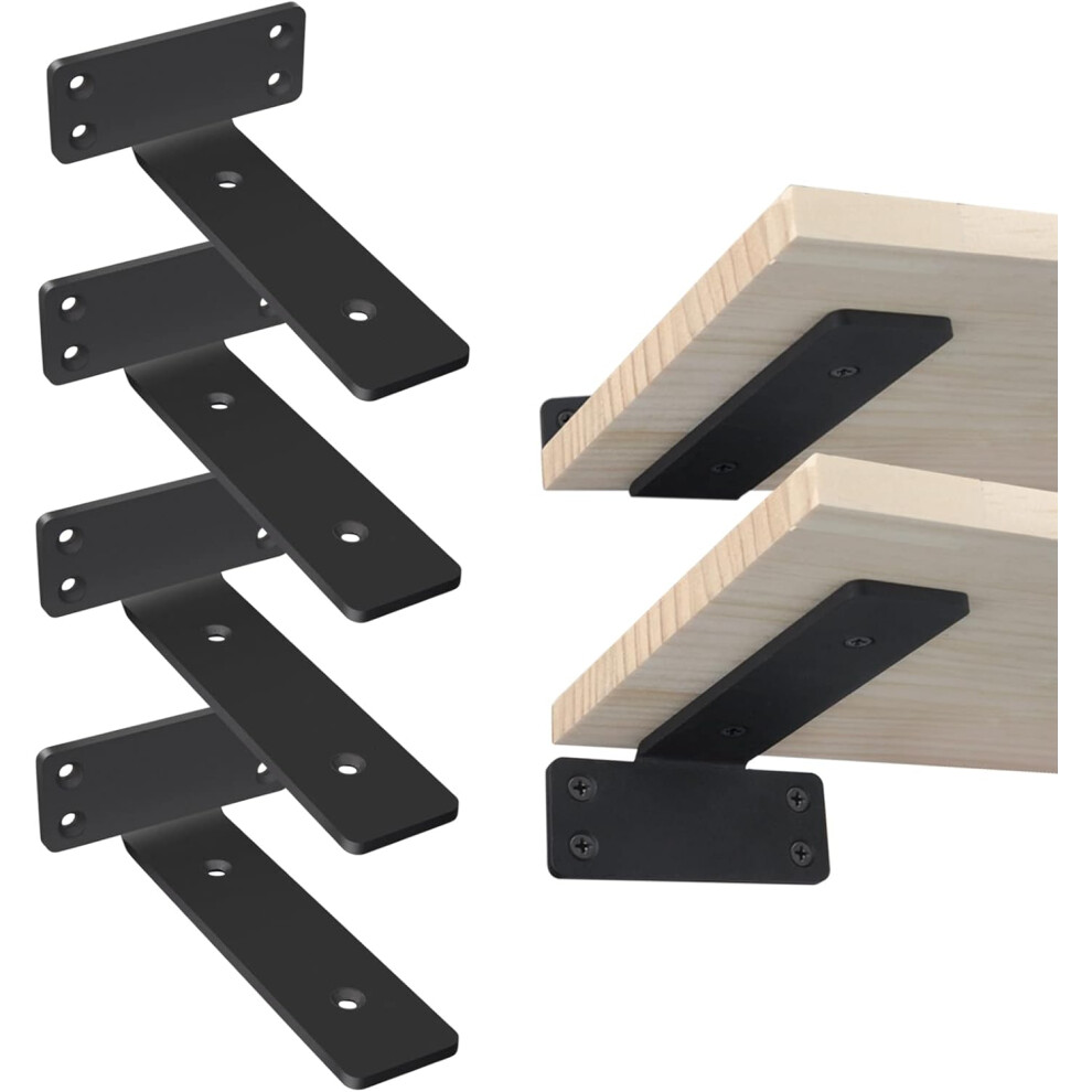Invisible Shelf Brackets 15 Cm 4 Pieces Metal Sturdy Black Â Invisible Shelf Brackets, Shelf Brackets 15 Cm, Steel Shelf Brackets 5902362882056