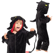 Børne Kigurumi Onesie Pyjamas til Børn Tandløs Drage Sort 115-125