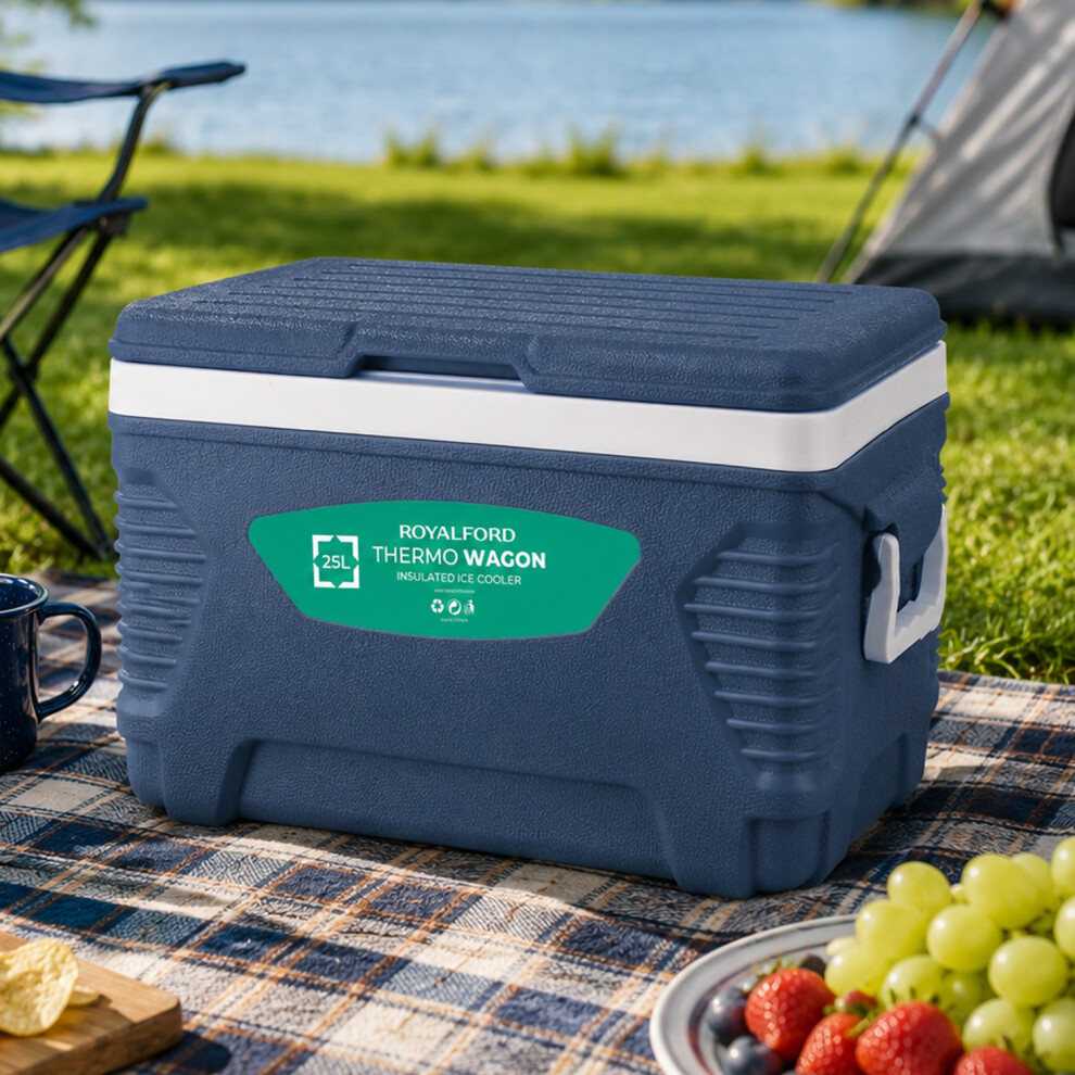 Royalford 25L Cooler Box Insulated Ice Chest Portable Food Drink Chiller Camping Picnic Beach Fishing Travel