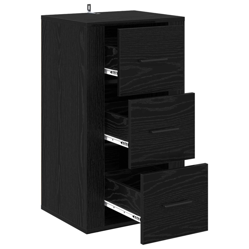 Vidaxl Sideboard With Drawer Black Oak 40 X 33 X 70 Cm Engineered Wood