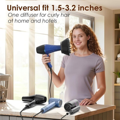Acessório Difusor para Secador de Cabelo - Design Universal  e Colapsável Que Se Ajusta de 1,5 A 3,2 Polegadas, para Cabelos Grossos, Longos, 1